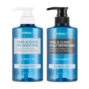 쿤달 쿨 샴푸 500ml +쿨 바디워시 500ml 아쿠아민트 (총2구세트)