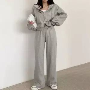여성 캐주얼 무지 크롭 후드 집업 와이드 팬츠 세트 여성와이드팬츠