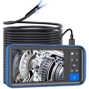 TESLONG 15 2M 50피트 내시경 코프 스코프 렌즈 방수 카메라 파이프 케이블 스크린 하수구 조명 배관용 가정 카메라 스네이크 5인치 검사 1080P 덕트 LED 배수 듀얼 광섬유