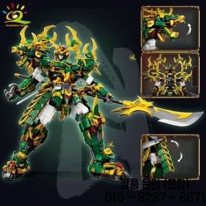 HUIQIBAO SunWuKong 전사 Mech 로봇 빌딩  MOC Chinoiserie 액션 피규어 벽돌 14세 이상 도시 건설 디스플