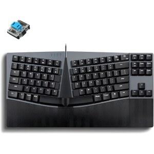 PERIXX PERIBOARD 335BL 유선 인체 공학적 OS 기계식 블루 스위치 X와 프로파일 클릭 호환 미국 윈도우 키로 프로그래밍 키보드 컴팩트 로우 가능한 영어 기능 매크로