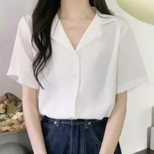 반팔 카라 여름 여성 블라우스 오피스룩 심플 베이직