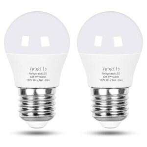 Vgogfly LED 냉장고 전구 40W 등가 120V A15 방수 5W 일광 화이트 5000K E26 중형 베이스 냉동실 홈 조명 램프 비디밍 가능(2팩)