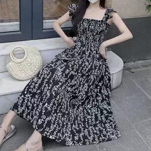 플라워 꽃패턴 찰랑 여성용 화사한 데이트룩 롱원피스 캐주얼 원피스 여름 롱원피스 시원한 원픽 셀파