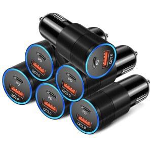 6팩 USB 차량용 충전기 BANGFUN 36W 안드로이드용 PD USB 갤럭시 라이터 15 충전기 13 고속 멀티 프로 12 충전 플러그 QC 포트 어댑터 16 14 픽셀 12V 17 USB 듀얼