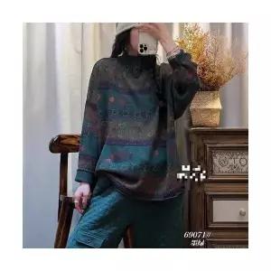 여친 니트 빈티지 가을 상의 데일룩 스웨터 폴라넥 빅사이즈 폴라 프린트 DAOL3