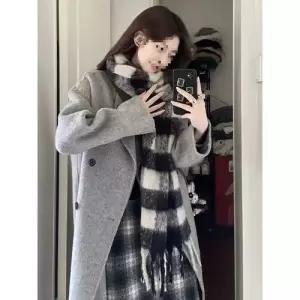 여성용 하프 모직 데일룩 코트 봄가을 트렌치 DAOL3