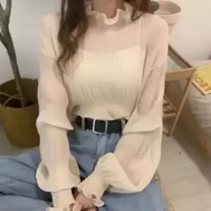반폴라 봄가을 페미닌블라우스 페미닌 퍼프소매 여성티셔츠 주름 여성 블라우스 여성티 티셔츠 데일리룩