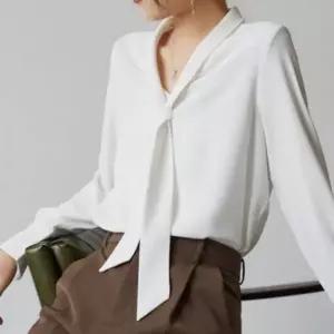 여성 데일리룩 오피스룩 여름 캐주얼 블라우스 타이넥 셔츠
