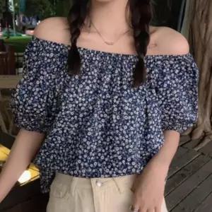 밴딩 플라워 블라우스 패턴 여성 셔츠남방 여름 오프숄더