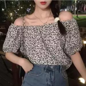블라우스 플라워 데이트룩 오프숄더 밴딩 여름 여성