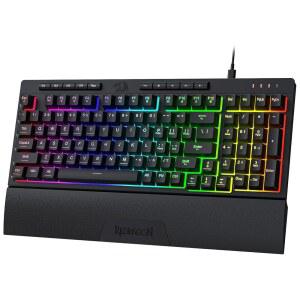 REDRAGON K515 SHIVA 유선 RGB 멤브레인 98키 지원 온보드 부드러운 게이밍 받침대 느낌 키보드 전용 소프트웨어 선형 탈착식 기계식 스위치 매크로 멀티미디어 손목