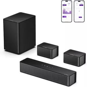 ULTIMEA 5.1 스마트 TV용 서라운드 사운드바 320W 피크 파워 조절 가능한 서브우퍼 및 후면 스피커 가상 홈