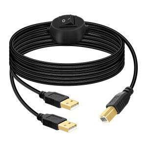 GELRHONR USB 프린터 케이블 스플리터 2대의 7FT 타입 프린트 IN 듀얼 스위처 컴퓨터 스캐너 5M 공유 코드 출력 14 마우스 키보드 컴퓨터용