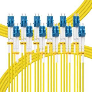 FLYPROFIBER 2M 6팩 LC TO 싱글 섬유 광섬유 125UM 코드 7피트 케이블 SM 옐로우 2M 모드 점퍼 케이블 듀플렉스 OS2 SMF 6팩 패치