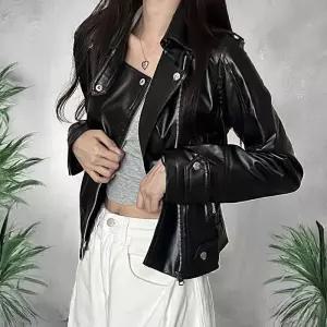[써니  생활] 여성 유광 슬림핏 가죽 라이더 자켓 (46270716)