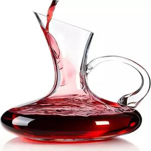 프루트펀치 와인 디캔터 손잡이가 있는 대형 우아한 100 무연 크리스탈 유리 750ML/25OZ 애호가를 위한