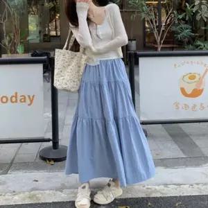 [룽스_62]G126744_밴딩 A라인 고무줄치마 롱스커트