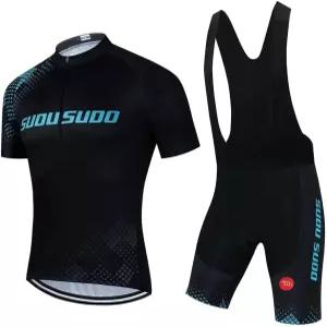 SUDU SUDO 남성 사이클링 저지 세트 로드 바이크 셔츠 빕 반바지 통기성 의류 키트 20D 젤 패딩 포함
