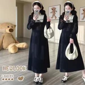 M1 여사친 원피스 니트 스커트 블랙 임부복 빅사이즈 임부 프렌치 JEN1