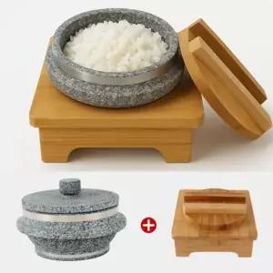 ( )국산 돌솥 1인용 뚝배기 곱돌솥 15cm + 받침대 세트