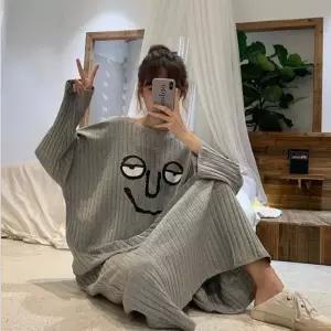 [룽스_62]잠옷 긴팔 롱원피스 홈웨어 극세사잠옷 잠옷 제품