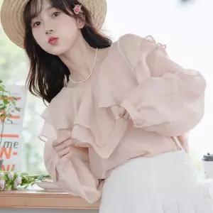 [룽스_62]이중 프릴 에어 긴팔블라우스 긴팔 블라우스