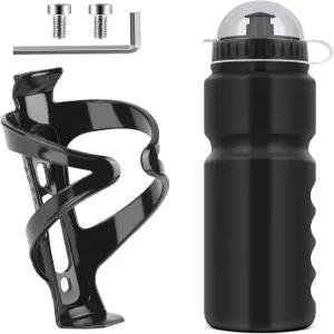 BPA 프리 800ml/28온스 자전거 병이 있는 니브 물병 케이지 블랙 글로스 스트롱 홀더 컵 로드 바이크 및
