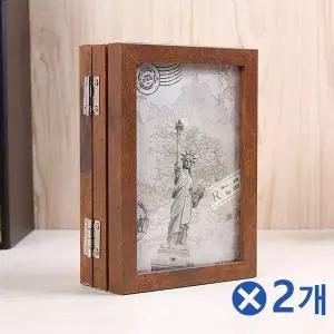 TBZ 3단접이식 양면슬라이드 4x6 액자-색상랜덤x2개 가족사진액자