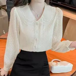 [룽스_62]직장인 긴팔 레이스 카라 예쁜블라우스 블라우스