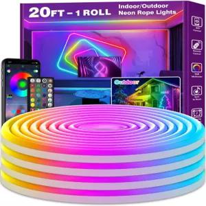 AILBTON 20피트 네온 로프 조명 유연한 LED 제어 앱/원격 다중 모드 음악 동기화 게이밍 RGB 침실 실외용