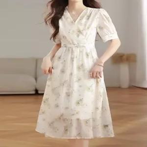 예쎄 플라워 금박 패턴 쉬폰 롱원피스 S5MOP077A)