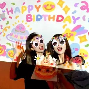 생일미니빔프로젝터 필름칩 생일 축하 빔 파티 미니빔 미니빔프로젝터 레터링 셀카 배경 생일파티