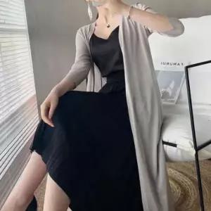 가을원피스 봄자켓 라운드 시스루 세련된 가디건 롱 브이넥 여성 VWC2B050