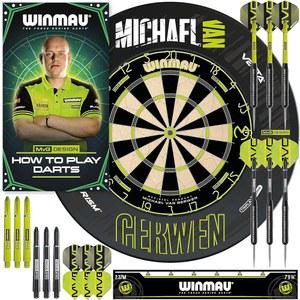 다트보드, 캐비닛, 서라운드, 다트 및 액세서리와 함께 제공되는 WINMAU 마이클 반 게르웬 MVG 세트