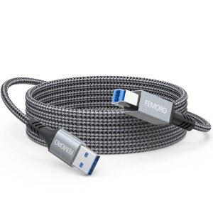 FEMORO USB 케이블 3M 10피트 길이 도크 포트 등을 타입 5GBPS 코드 TO 스캐너 업스트림 프린터 KVM 위한 드라이브 모니터 DAC 데이터 허브 스테이션 고속 도킹 브레이드 전송