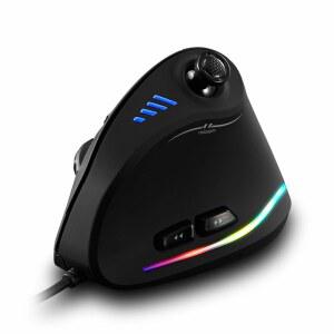젤로테스 인체공학적 게이밍 마우스 조이스틱 포함 프로그래머블 조명 DPI USB 가능 수직 RGB 조절 11개의 6레벨 10000 사무실용 유선 버튼 블랙