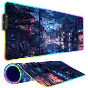 ARMANZA RGB 게이밍 마우스 패드 LED 미끄럼 9CM 고무 게이머용 액세서리 29 일본 키보드 게임 매트 조명이 11 베이스 8인치 책상용 31 방지 80 있는 거리 대형