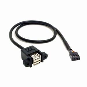 ANRANK 50CM 듀얼 USB 타입 마더보드 패널 포함 케이블 9핀 나사 어댑터 헤더