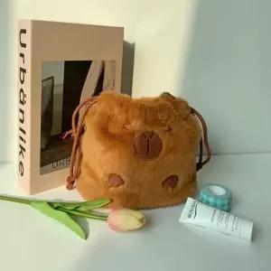 카피바라 복주머니 스트링 파우치 미니 핸드백 화장품 이너 가방