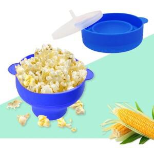 다기능 실리콘 접이식 그릇 DIY 전자 레인지 팝콘 버킷 메이커 뚜껑 칩 과일 주방 도구