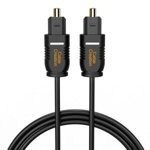 CABLECREATION 광학 디지털 오디오 케이블 6M PS4 시어터 XBOX 게임 도금 플레이어 기타용 사운드 코드 CD 블랙 TV DVD 광섬유 콘솔 얇은 PDIF 토스링크 15피트