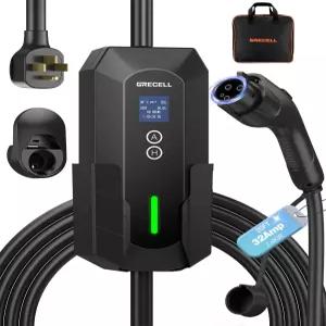 GRECELL 레벨 2 EV 충전기 32A/7.4KW 전기 자동차 휴대용 25FT 케이블 ETL 인증 모든 SAE J1772 240V NEMA