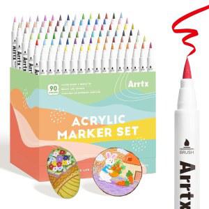 ARTX 90 컬러 페인트 마커 성인 예술가를 위한 아크릴 드로잉 풍경 자연 암벽화 나무 캔버스 DIY 공예품 제작 미술 용품 90B