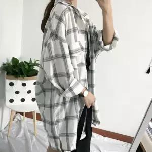 [룽스_62]패턴 롱 맨투맨티셔츠 기장 여유로운 남방 셔츠