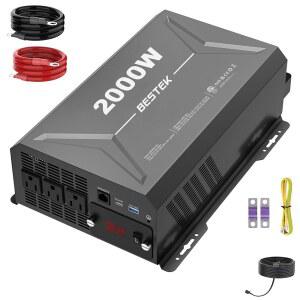 BESTEK 2000W 자동차 파워 인버터 DC 컨버터 QC18W 어댑터 여행을 위한 포트 PD30W RV 듀얼 USB 플러그 AC 콘센트 3개 포함 USB 도로 110V 라이터 충전기 시가 12V