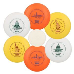 HIAARO 디스크 골프 스타터 세트 | 미국 랜드마크 시리즈 150 클래스, 145-150g PDGA 승인 드라이버 2*중거리 2*퍼트 1*미니 마커 포함