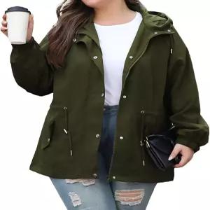 블로거러브 XL-5XL 여성 스 사이즈 레인 재킷 후드 방수 아웃도어 윈드브커 포함 경량 레인코트