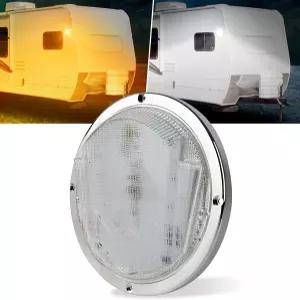 POVTOR LED RV 외부 조명 8.5인치 원형 공포 현관 100pcs 듀얼 컬러 플러드 차양 교체 키트 트레일러 다섯