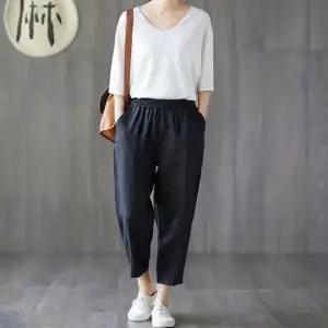 [하프클럽/]여성  바지 배기 팬츠 여름 면바지 염색